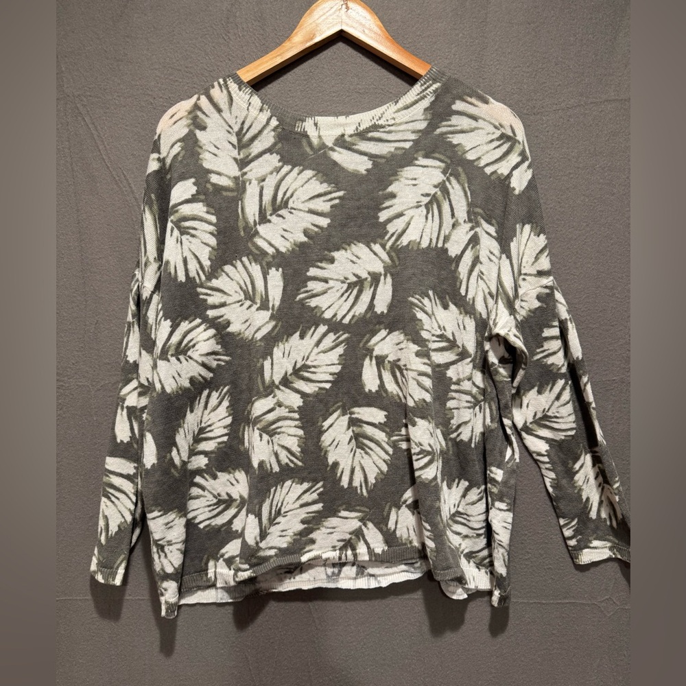 J. Jill Gray and Cream Knit Top